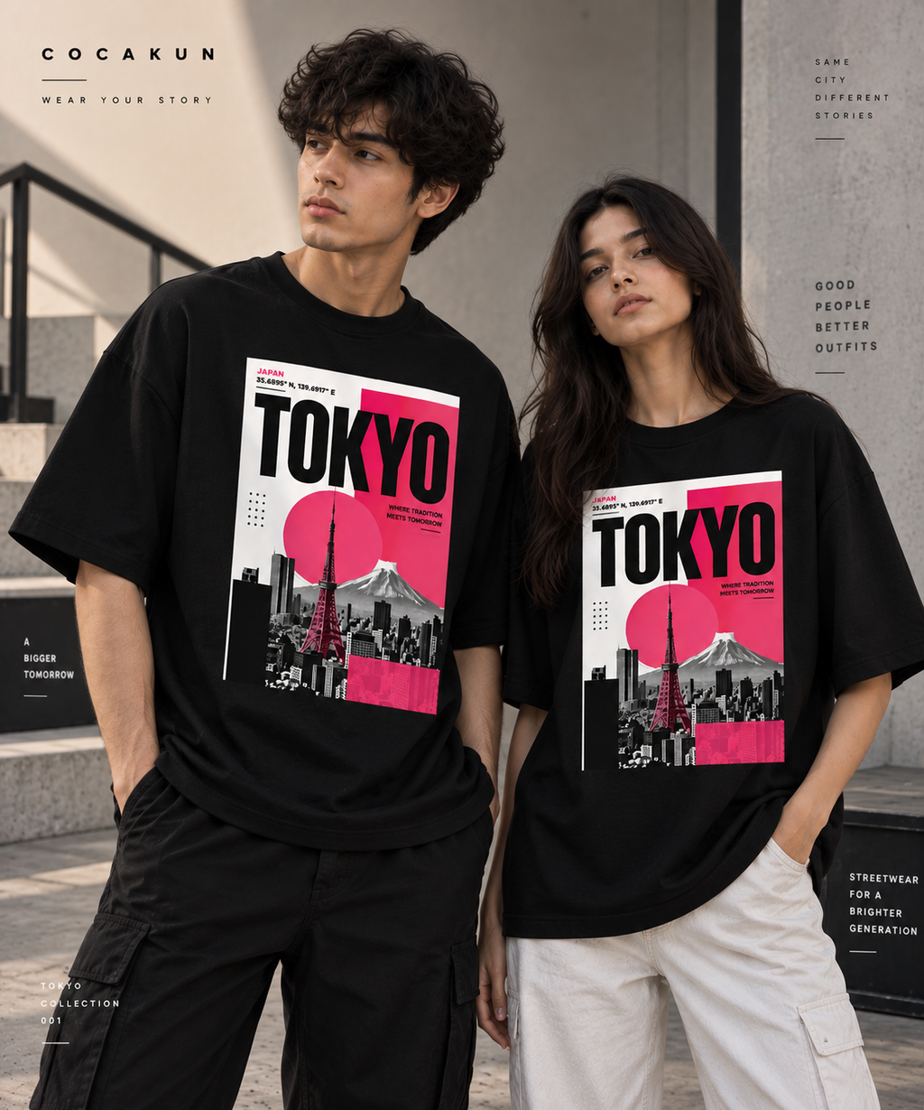 Tokyo Afterglow Unisex Oversized tee